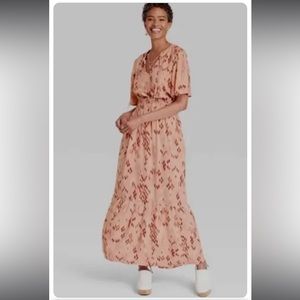 Knox Rose, XL, Peach Red Tiered Flowy Maxi Dress